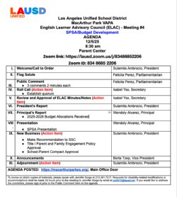 ELAC Agenda 